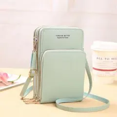 大容量 スマホショルダー バッグ 人気 携帯 透明 ライトグリーン
