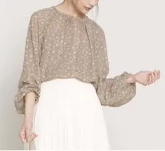 小花プリントバックリボンブラウス 長袖 NANO universe シアー