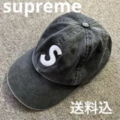 Supreme 刺繍Sロゴ ブラックキャップ　ブラックデニム