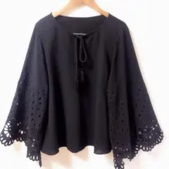 美品 ダイアグラム グレースコンチネンタル レーススリーブ ブラウス