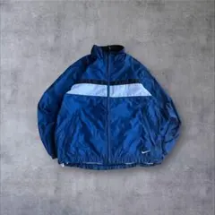00s ナイキ ナイロンジャケット L 青 くすみカラー テック Y2K