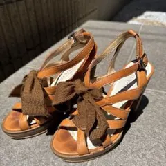 【JILL STUART shoe】レザーサンダル 22cm キャメルのサムネイル