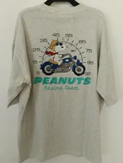 SNOOPY スヌーピー PEANUTS 刺繍 Tシャツ グレーL