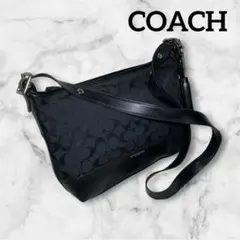 COACH ショルダーバック　 ブラック系　シグネチャー　レザー&キャンバス
