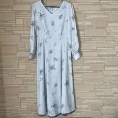 Misch Masch 水色 花柄 長袖ワンピース