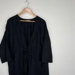 【JOURNAL STANDARD】黒ワンピース ドロスト仕様 テンセルリネンのサムネイル