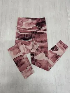 Reebok リーボック　ピンク系抽象柄パターン フルレングスレギンス