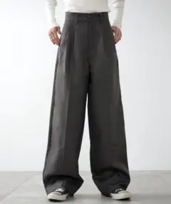 WEGO ハイウエストセンタープレスワイドパンツ Lサイズ