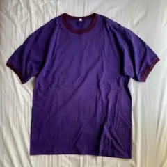 後染め リンガーTシャツ パープル Lサイズ