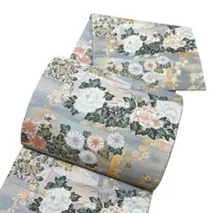 A37美品　六通柄袋帯　唐草花文　落款あり　正絹　フォーマル　着物