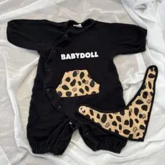 BABYDOLL ヒョウ柄ポケットロンパース Fサイズ　スタイ付き