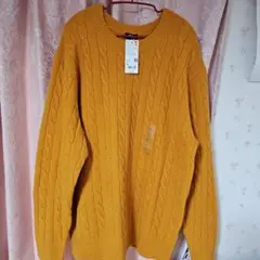 UNIQLO新品未使用スフレヤーンケーブルクルーネックセーターイエローXL