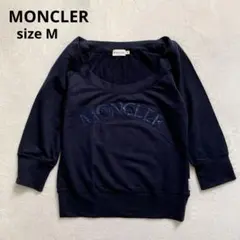 MONCLER モンクレール　七分袖カットソー　 M ネイビー　スパンコールロゴ