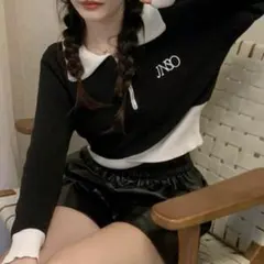 ハーフジップ ニット 長袖 バイカラー