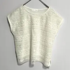 VIS ビズ　アイボリー　レース編み 半袖トップス　カットソー　フリーサイズ