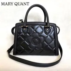 マリークワント 巾着バッグ デイジー 編み込み 白黒 ハンドバッグ 