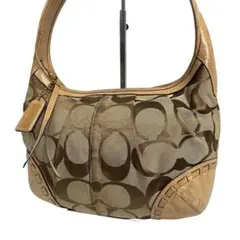 良品　コーチ ワンショルダーバッグ ホーボー シグネチャー ベージュ Y2K