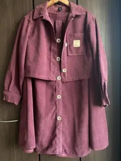 SHEIN コーデュロイジャケット ロングスカート パープル S