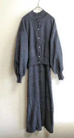 SHIPS　カーディガン + ワンピース ニット セットアップ 　グレー