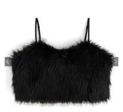 GRL pm336黒 ファーショート丈ビスチェ