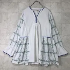 ヌキテパ Crimp Cotton Check Embroidery Tunic - メルカリ
