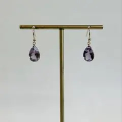 14kgf/アメジストのペアシェイプピアス