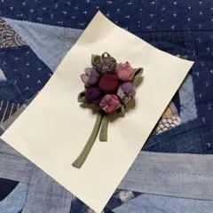 縮緬細工　チューリップ　ブローチ　正絹着物リメイク　ハンドメイド　②