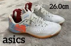 asics 26.0㎝ フットサルシューズ ホワイト/オレンジ/ブルー