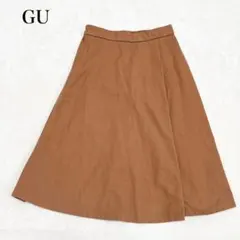 GU タックフレアミディスカート ウエストゴム Aライン ミモレ丈 フェミニン