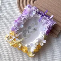 ホイップデコ トレカケース デコB8 パープル イエロー ハーフ 花 リボン