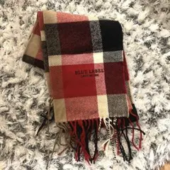 ブルーレーベルクレストブリッジ　チェック柄フリンジマフラー