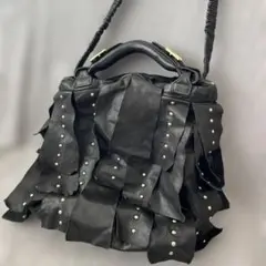 ブルガ　BULGA フリンジスタイル 黒 レザー ショルダーバッグ