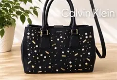 稀少品Calvin Klein ハンドバッグ スタッズ ビジュー　ブラックのサムネイル