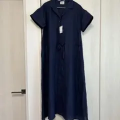 アズノウアズプラス　ネイビー 半袖 シャツワンピース