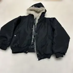 ブラック ダウンファージャケット フード付き