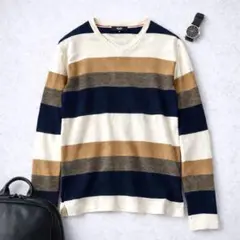 【BEAMS HEART】ボーダー Vネック ニット S 長袖