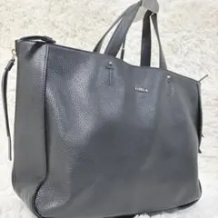 フルラ ビジネスバッグ レザー 2way ゴールド金具 A4 ブラック