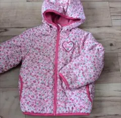 フード付き花柄ピンクコート花柄アウター花柄ダウンジャンバー