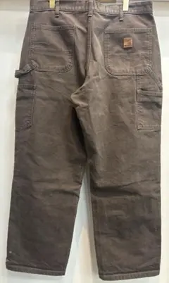 古着 CARHARTT ダック ペインターパンツ ダークブラウン カーハート 古着 USA製 Carhartt ハートマークタグ パッチ ダークブラウン
