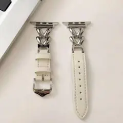 本革 Apple Watch バンド シンプル メタルチェーン おしゃれ