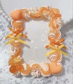 ホイップデコ硬質トレカケースB8オレンジミックスリボンハートチェリーTC-181