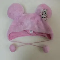 ディズニーストア　ミッキー耳付きピンクラメ　ミニーちゃんぬいぐるみ　平成　Y2K