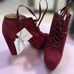 JILL STUART バーガンディ スエード ブーティのサムネイル