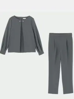 PLSTプラステ　パールトップス　パンツ　セットアップ　M グレー
