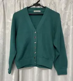 【美品】グリーンカーディガン　ニット　森ガール　ウール　古着　レトロ