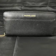 雷 MICHAEL KORS ブラックレザー 長財布 ブラック