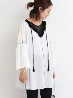 framework ホワイト レースネック シャツ