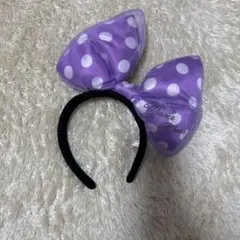 ミニーマウス紫水玉カチューシャ