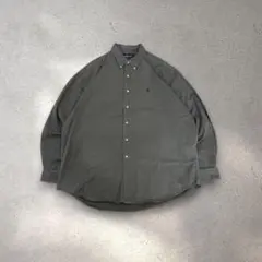 【XXL】90sラルフローレンBDシャツ オリーブ紫ポニー刺繍フェード