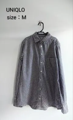 ユニクロ ギンガムチェック柄 長袖ネルシャツ Mサイズ